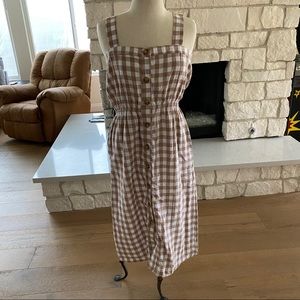 Cotton On Plaid Button Down Dress with Square Neck
